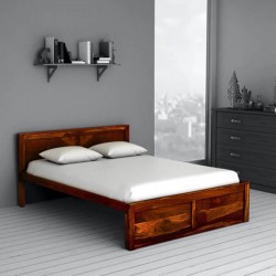 Shinju Queen Size Upholstered Bed with Storage in Wenge Finish