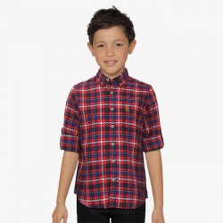 Boys Regular Fit Checkered Spread Collar Casual Shirt