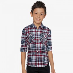 Boys Blue Solid Slim Fit Mildly Pure Cotton Casual Shirt